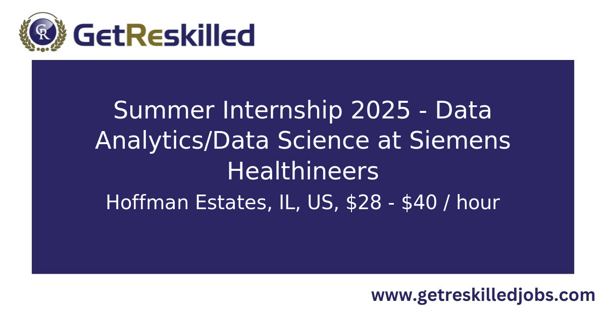 Summer Internship 2025 Data Analytics/Data Science at Siemens